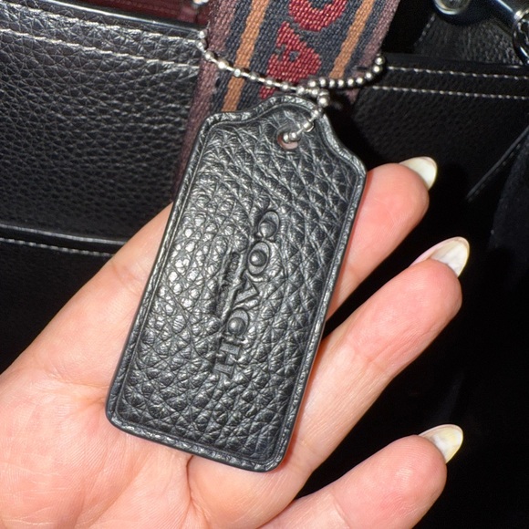 Coach Black Leather Tote with Logo Straps - Picture 9 of 10